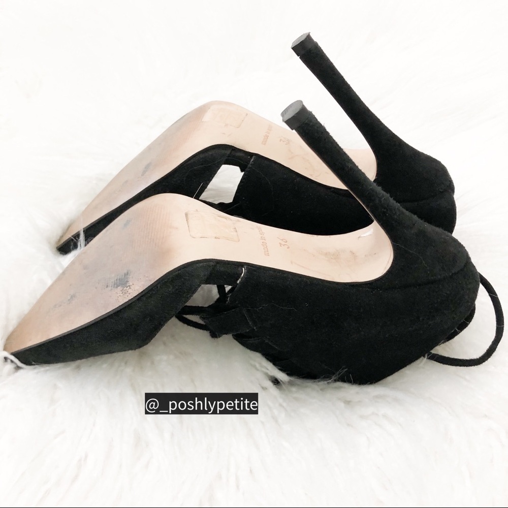 TopShop black suede lace up strappy pump heels - Picture 9 of 14